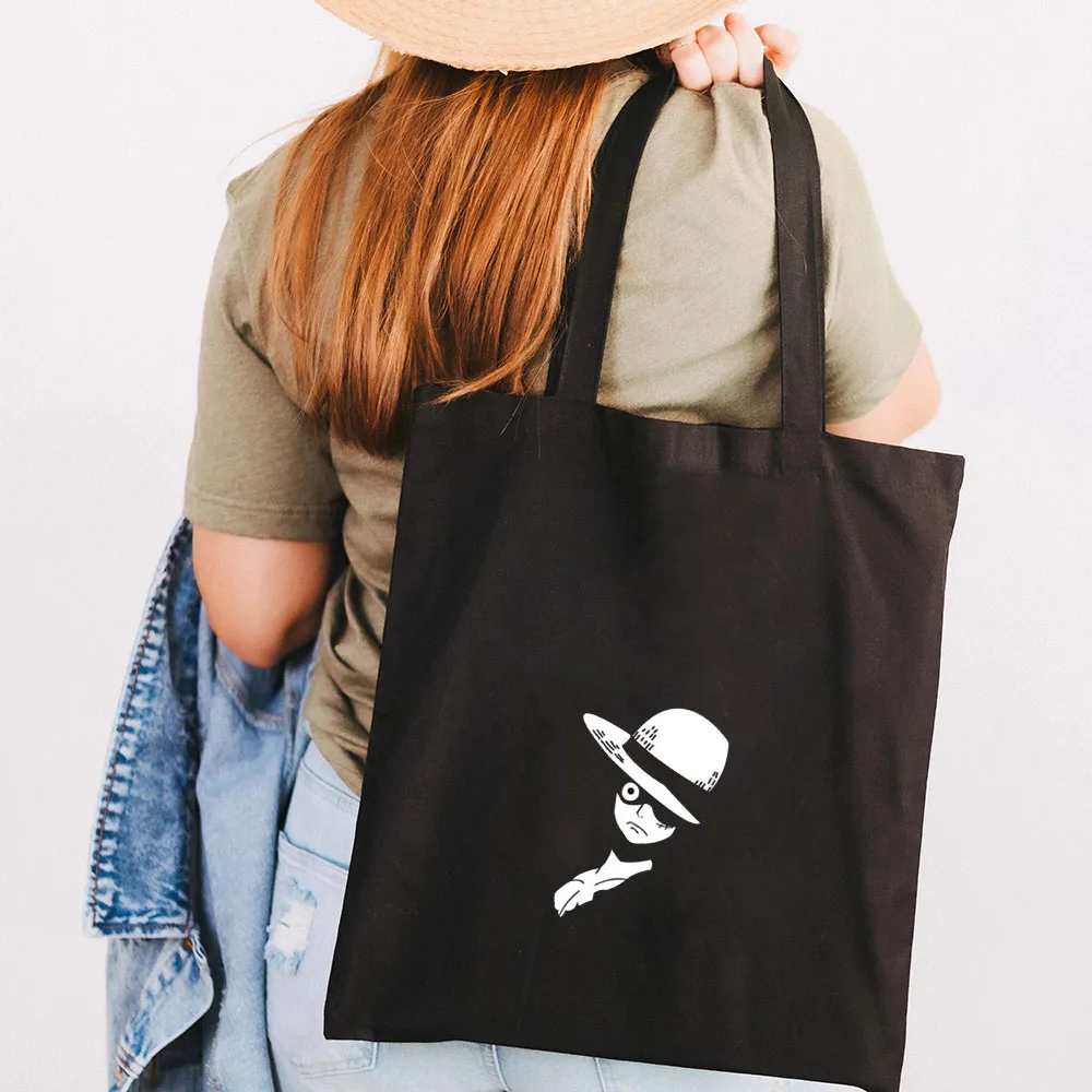 Luffy One Piece Anime Black Tote Bag