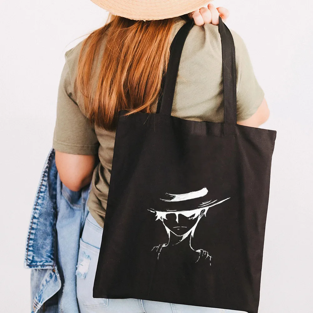 Cool Luffy One Piece Black Tote Bag
