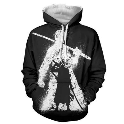 One Piece Zoro Black And White 3D Hoodie
