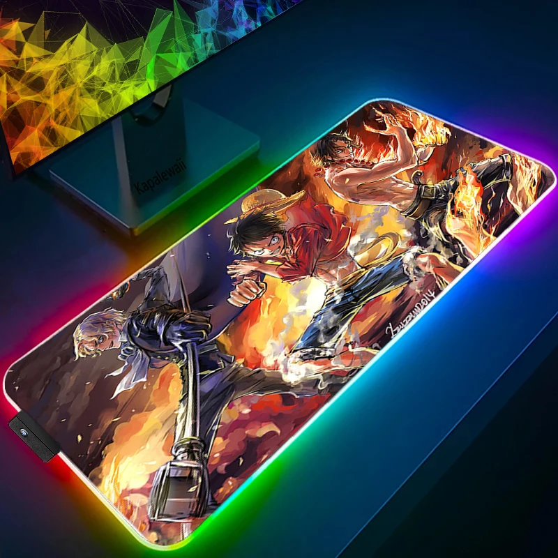 Luffy Ace Sabo One Piece RGB Mouse Pad