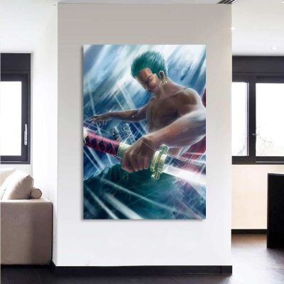One Piece Charming Roronoa Zoro Santoryu Blue 1pc Wall Art 2 - One Piece EU Store