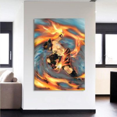 One Piece Fiery Ace Fire Fist Battle Fight 1pc Canvas Print