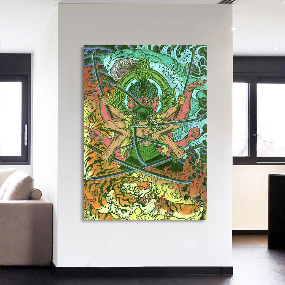 One Piece Roronoa Zoro Epic Asura God Green 1pc Canvas Print - Image 3