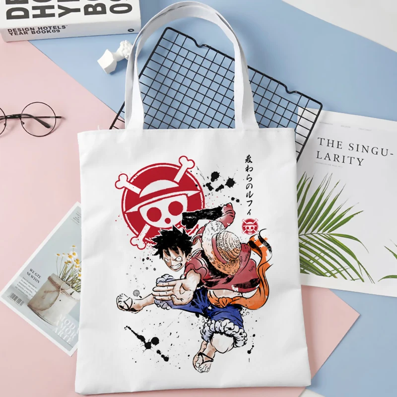 Luffy One Piece White Tote Bag