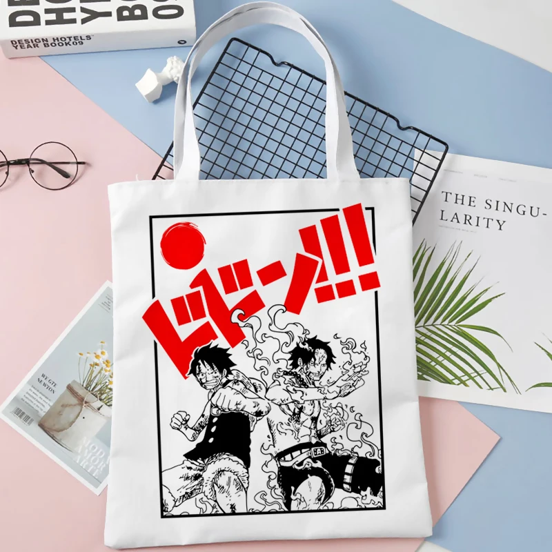 Luffy Ace One Piece White Tote Bag