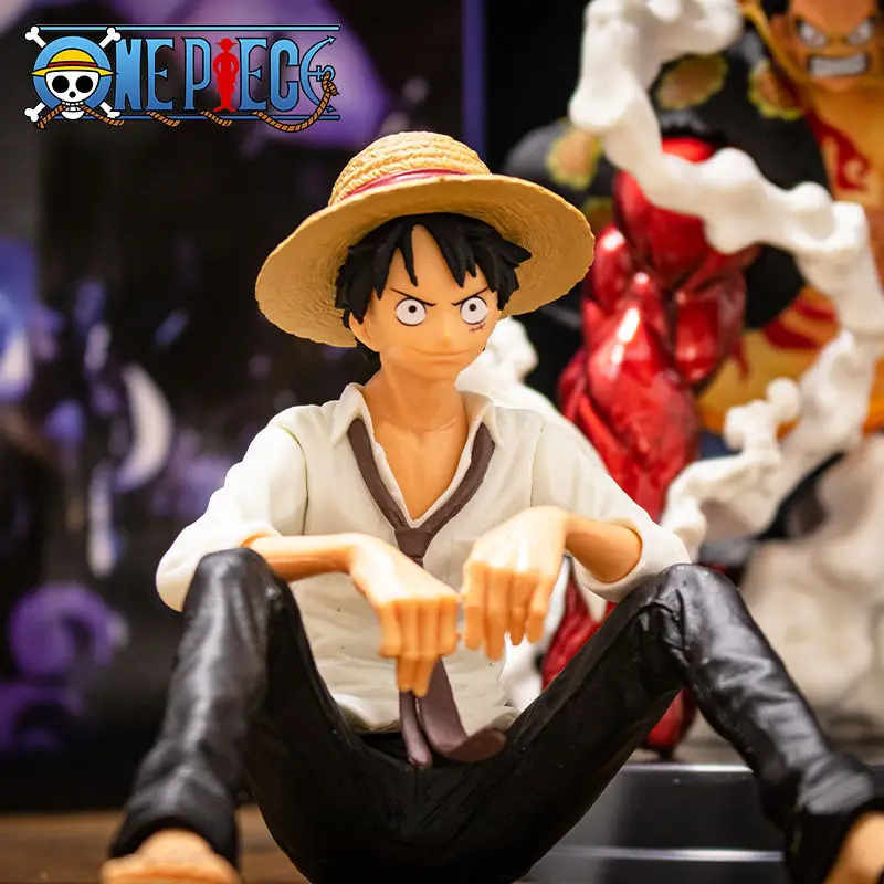 12cm One Piece Luffy Sitting Position Action Figure PVC