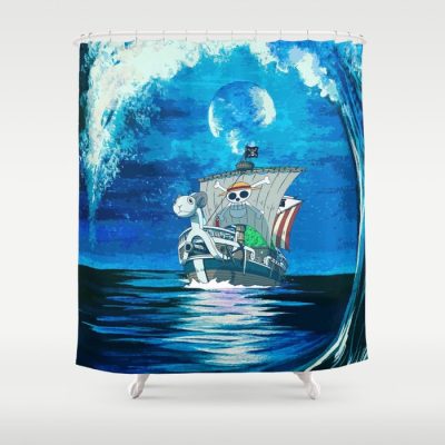 One Piece Blue Shower Curtain