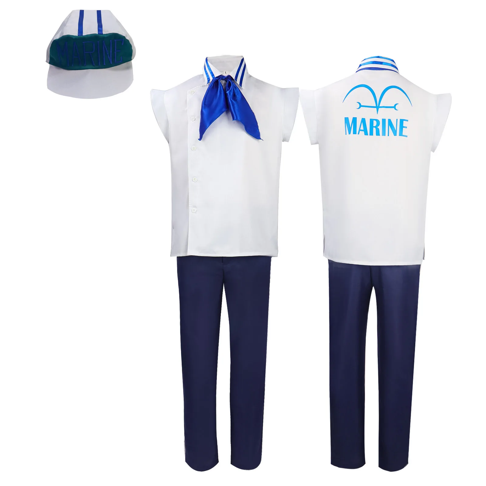 Anime Marineford Luffy Cosplay Costume Marine Uniform
